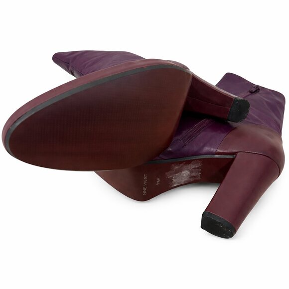 Anne Klein Vintage Karson Leather Ankle Boots Burgundy Brown Size 9.5 - Picture 6 of 6